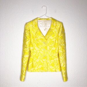 Peggy Jennings yellow floral button front blazer